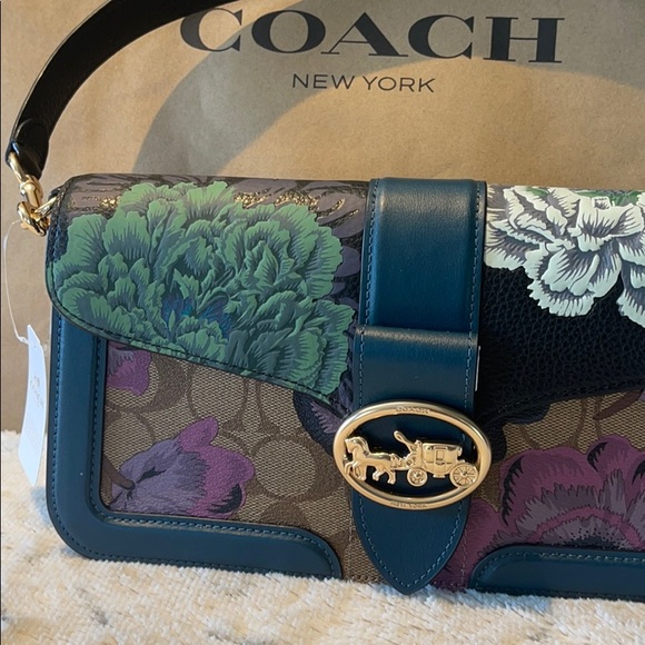 Coach Georgie Kaffe Fassett Leather Shoulder Bag💝 - Picture 3 of 16